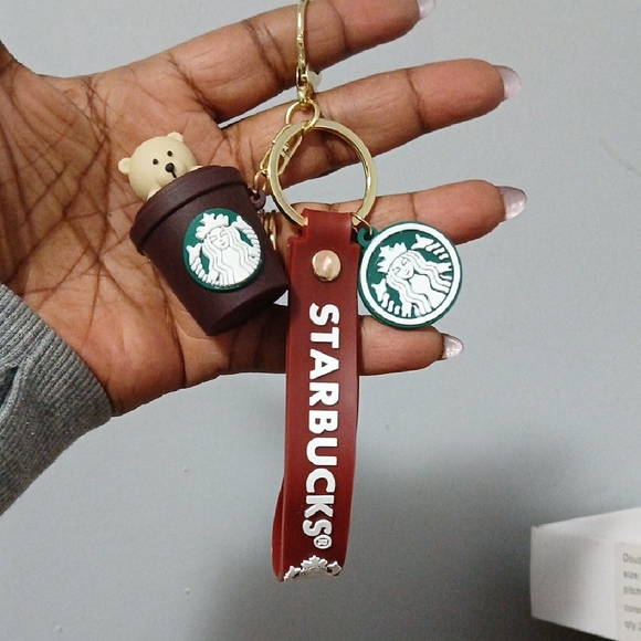 Starbucks Handbags - Starbucks Brown and Gold Keychain with Bear and Logo